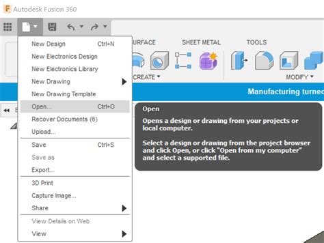 How to import or open a file in Fusion .
